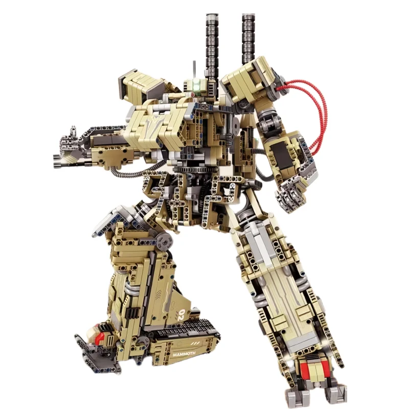 Новый сверхбольшой мамонтовый танк, пушка, строительные блоки, сборка 2, изменение меча, для мальчиков, высокая сложность, военный робот, игрушка, праздничный подарок