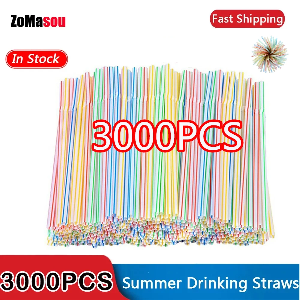 50-3000PCS Multicolor Drinking Straws Party Milk Tea Bar Wedding Kitchen Beverage Straw Home Wholesale Juice Straw