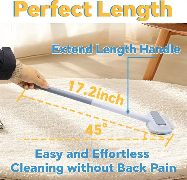 4-in-1 long handled pet hair removal brush with adjustable length, washable, reusable cat and dog hair remover 5