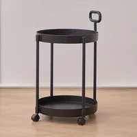 Elegant 2-Tier Side Table with Wheels - Trolley Table in Living Room|Simple Sofa Table with Handle|Easy To Move Coffee Table 5