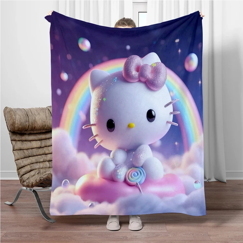 31 Style Sanrio Hello Kitty Cartoon Soft 3D Cute Flannel Blanket Throw Blanket for Living Room Bedroom Bed Sofa Picnic Kids Gift 2