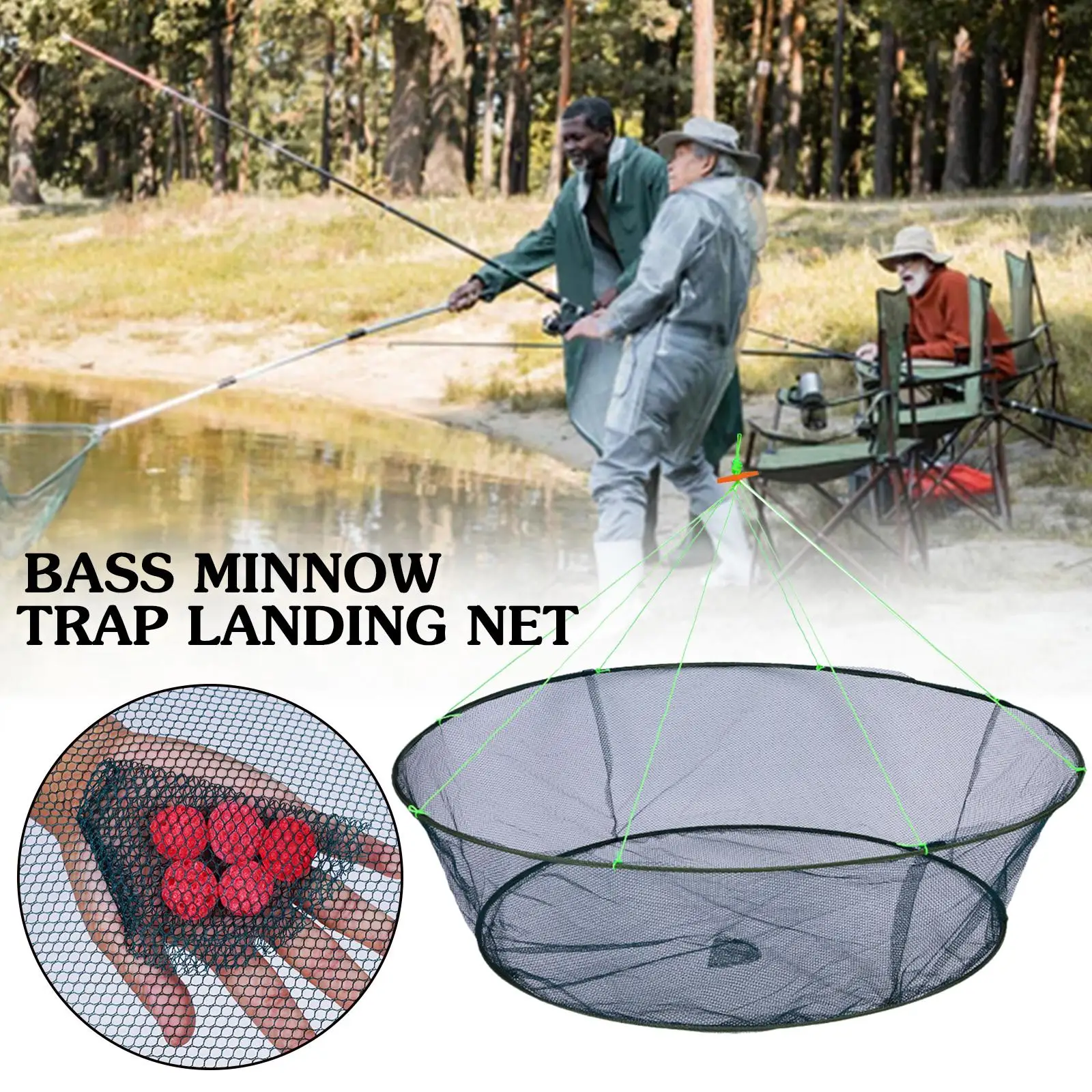Fishing Landing Net Foldable Drop Crayfish Shrimp Catcher Tank Casting Network Mesh Fish Eels Trap Cage Prawn Bait Crab