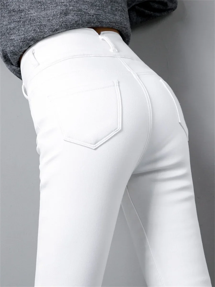Ankle-length Stretch Vaqueros New High Waist Button Fly White Pencil Jeans Women Black Big Size 5XL Skinny Denim Leggings Pants