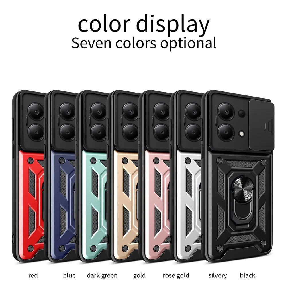 POCO M6 Pro 4G X6 Pro F5 Pro X5 Pro M5 X4 Pro M4 Pro F3 GT X3 NFC POCO C65 갑옷 하이브리드 링 뒷면 커버 용 카메라 보호 케이스