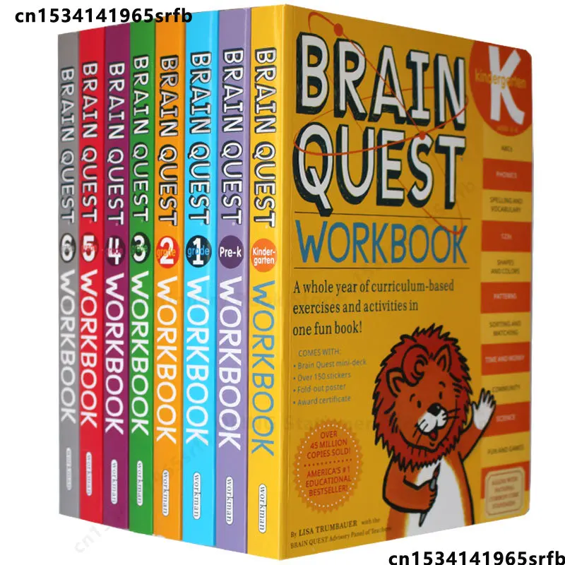 Brain Quest workbook English version of the intellectual development card books questions and answers card smart Child kids