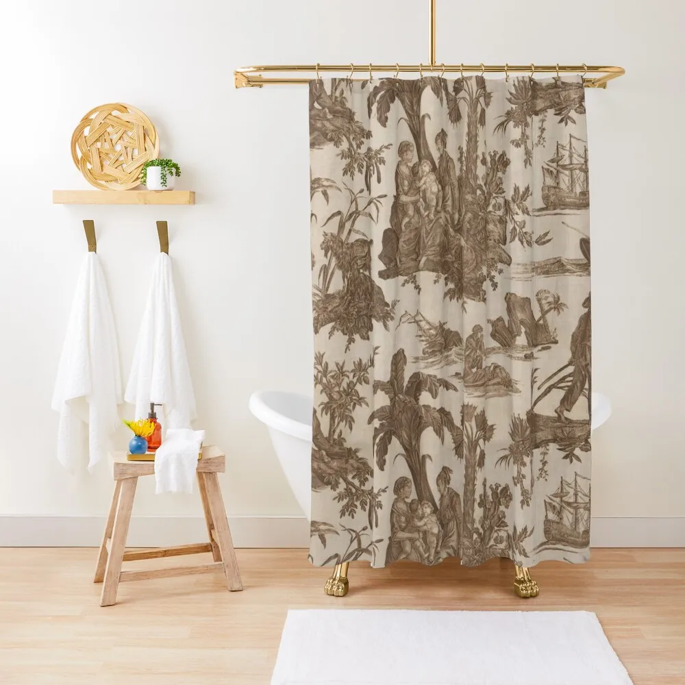 

Old Canvas of Jouy Shower Curtain Shower Set For Bathroom Modern Bathroom Accessories Window Bathroom Box Deco Curtain