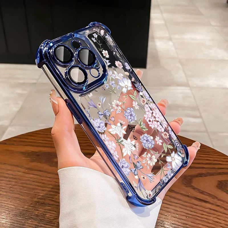 Love Heart Leaves Plating Design TPU Phone Case