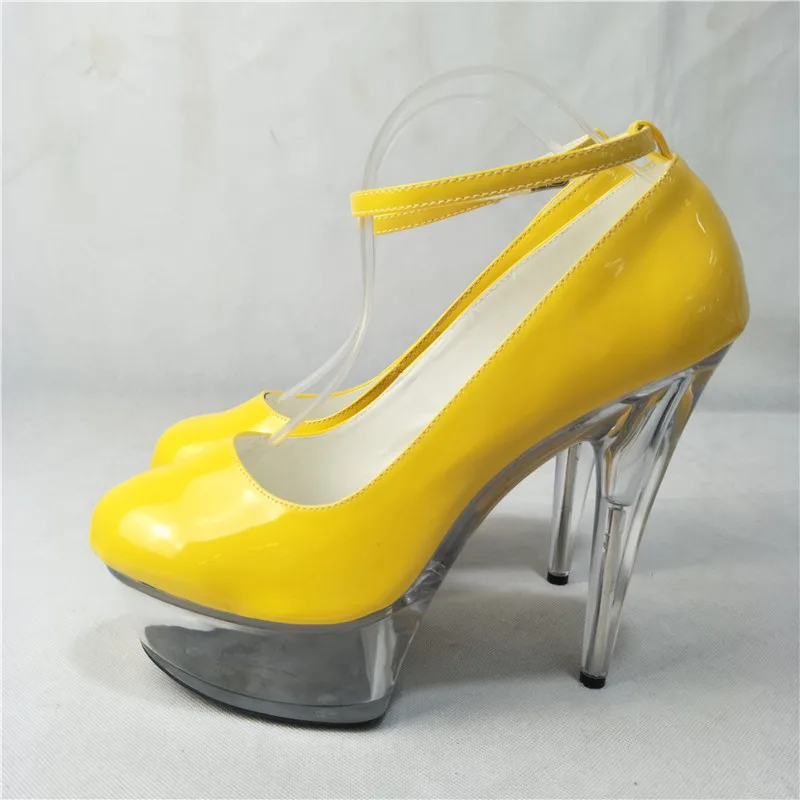 

New Arrival 15cm Ultra High Heels Platform Shallow Mouth Shoes Crystal Gorgeous Woman High-heeled dance shoes