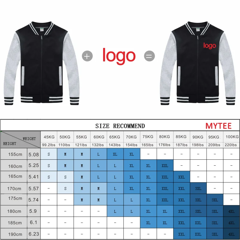 MYTEE2022 New Fashion Zipper Jacket Logo Custom Embroidery Printed Long-sleeved Sportswear Sweater Baseball Uniform Men's Jacket