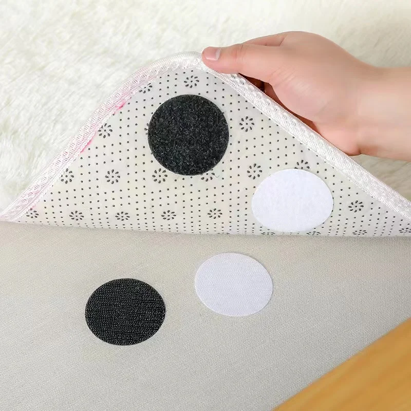 Round Black Self Adhesive Hook and Loop Dots Waterproof Sticky Glue Coins Tape Loop Fastener For Home Classroom Office Sheet