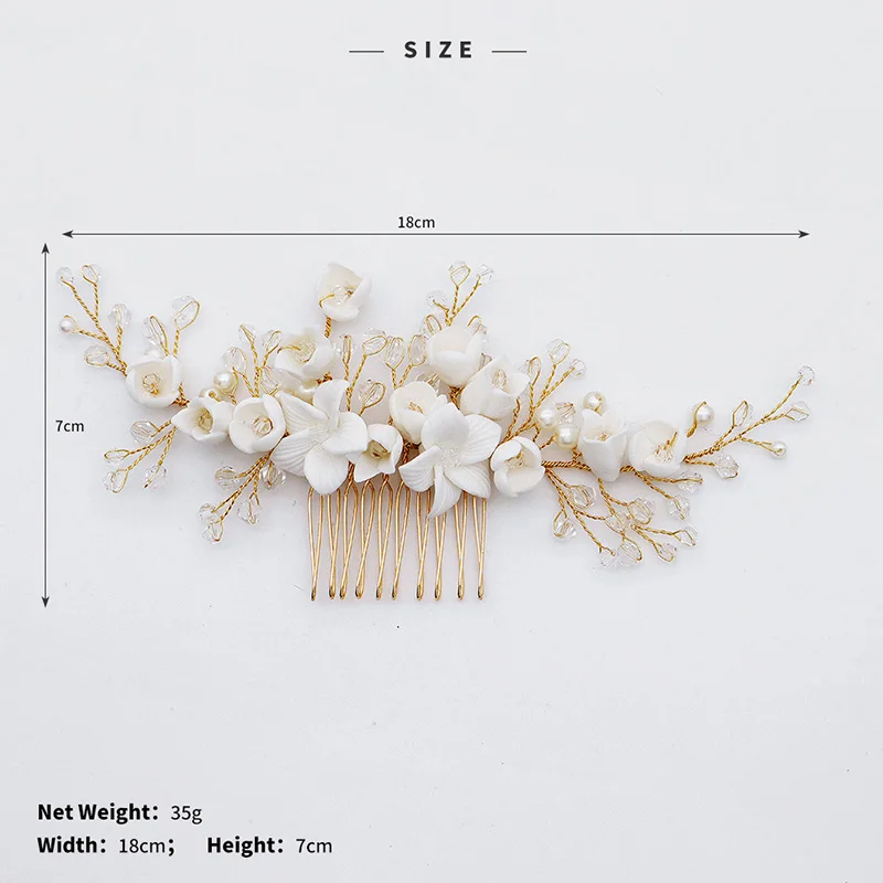 White Ceramic Flowers Updos Hair Pins for Bride Bridesmaids Flower Girls Handmade Headdress Hairpin Accessories for Bride