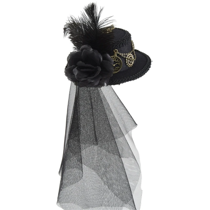 

Цилиндр в стиле стимпанк Шляпы в стиле стимпанк для женщин с вуалью Шляпа путешественника во времени в стиле стимпанк