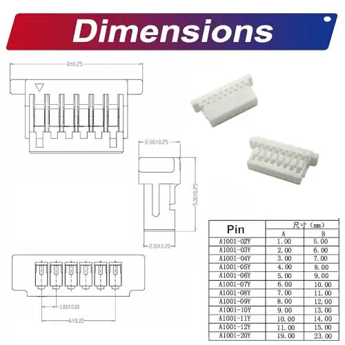 SH1.0 to Dupont2.54 JST Connector Dupont Connector Kit JST-SH 1.0mm & Dupont 2.54mm Cable 1/2/3/4/5/6/7/8/9/10P (SH-to-Dupont) image 4