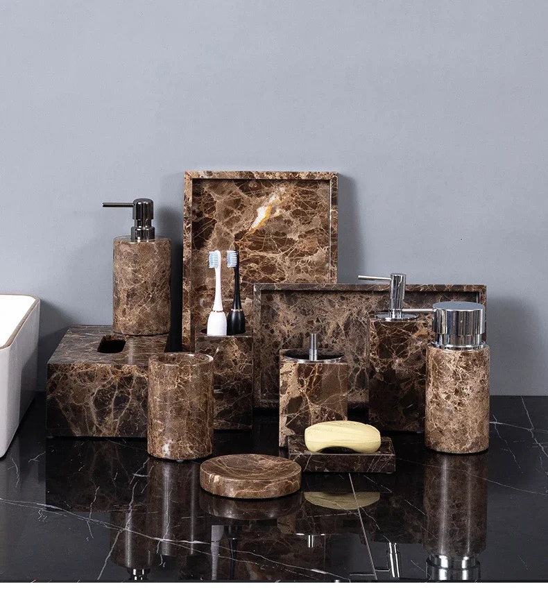 Emperador Dark Marble Bath Set Image 1
