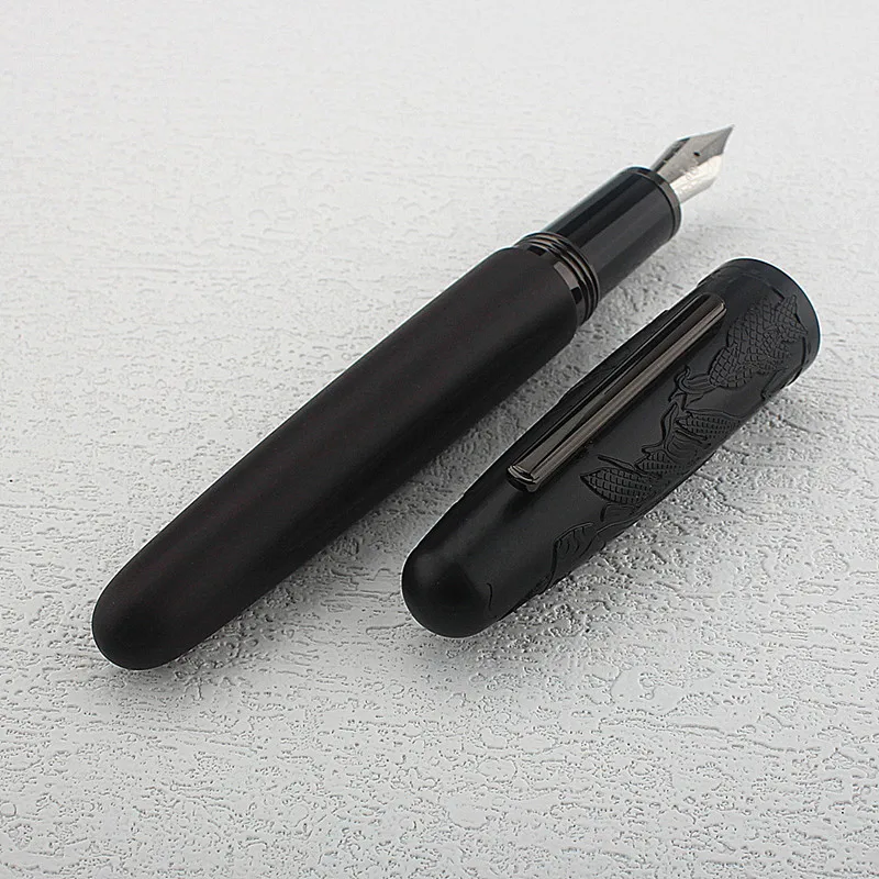 JINHAO 9056 나무 만년필, 클래식 소 선물, M/F/EF/펜촉, 에보니 학교 학생 사무 용품