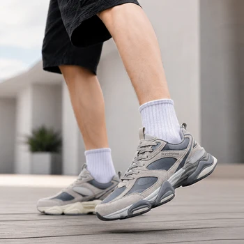 Baasploa Couple Walking Sneakers for Men Women Chunky Dad Shoes Comfort Leather Trainers Cushioned Casual Fashion Footwear