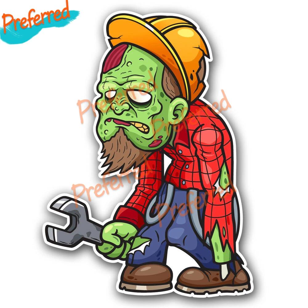 Funny Cartoon Zombie Skeleton Skull Construction Worker Sticker Mechanic  Hard Hat Welder Laborer Scaffolder Helmet Trunk Toolbox| | - AliExpress