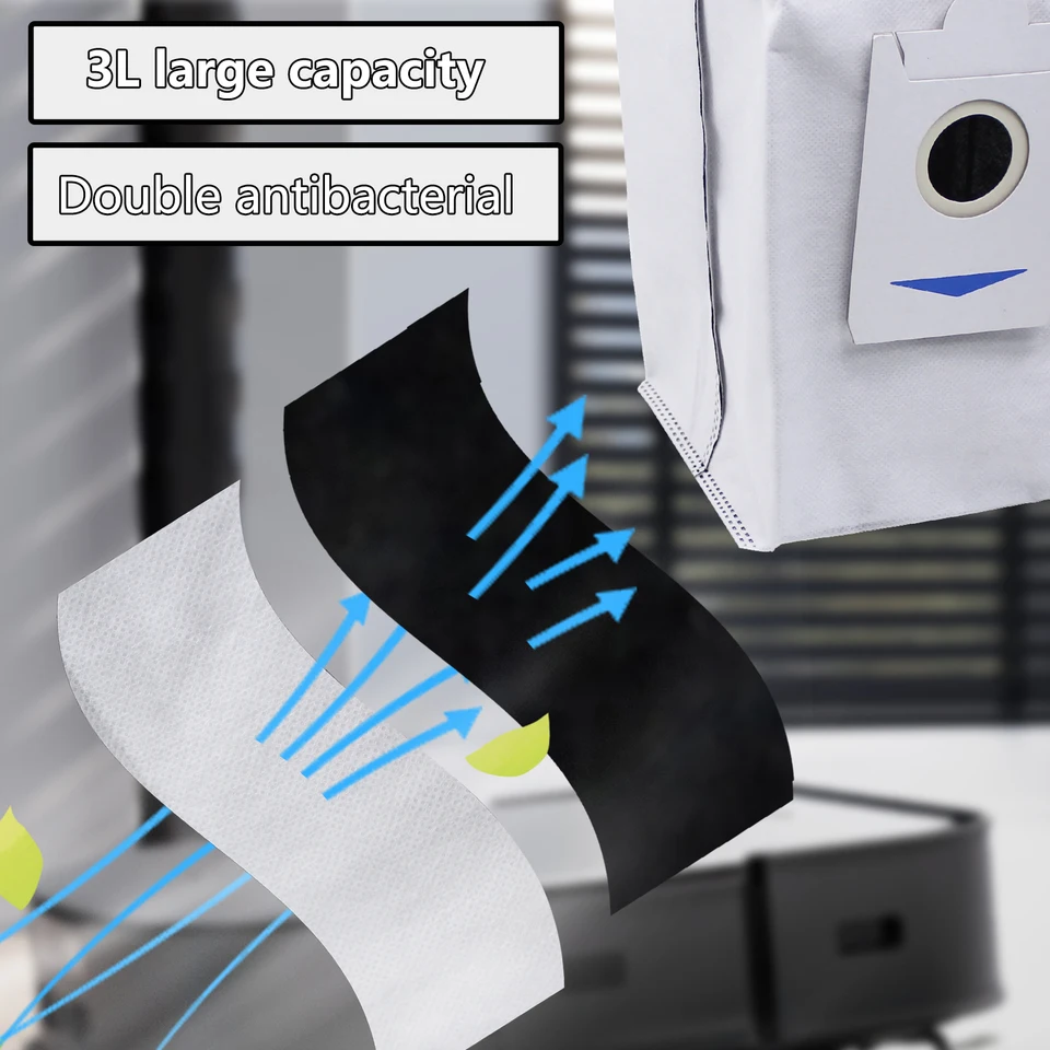 ECOVACS Sacchetti per aspirapolvere antibatterici da 3L per stazione OMNI All-in-One dei robot DEEBOT X2 OMNI, X5 OMNI, X5 PRO OMNI, scatola da 3 pezzi, accessorio originale