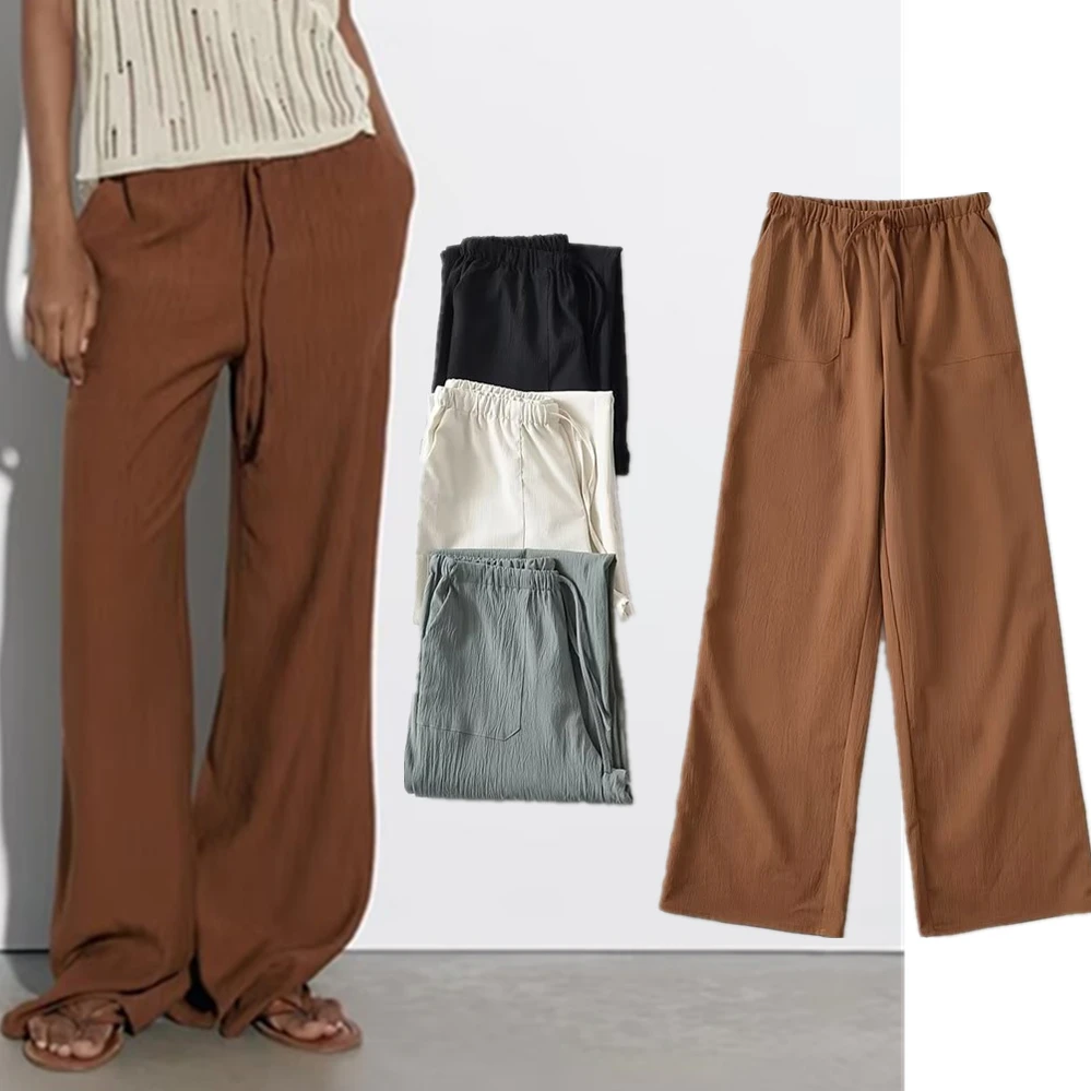 

Maxdutti Japanese Trousers Women Simple Harem Pants Ladies Fashion Solid Color Drawstring Loose