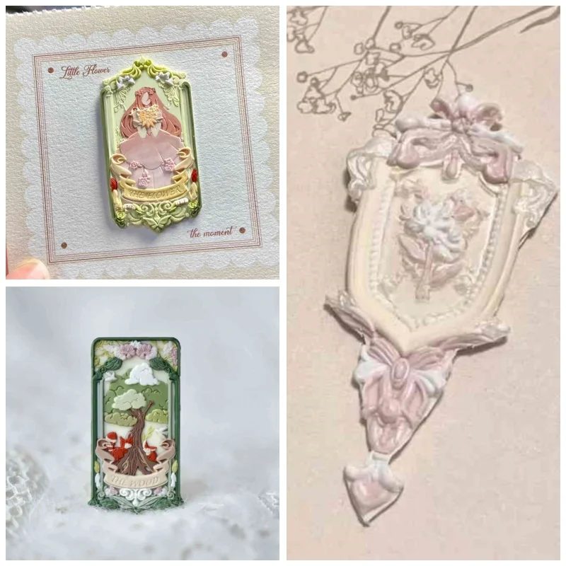 Fire Lacquer Seal With Mermaid Butterfly Specimen Relief Butterfly Clock Shaped Copper Head Cute Children'S Seal