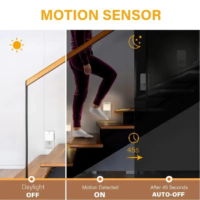 Wireless LED Motion Sensor Night Light - Dimmable Bedside Lamp