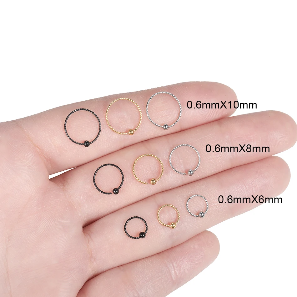 Anillo de cuentas de acero quirúrgico cautivo, Aro para la oreja, Piercing para la nariz, Piercings para el labio, Tragus de la oreja, cartílago, anillos de hélice, joyería Sexy para el cuerpo, 1 ud.