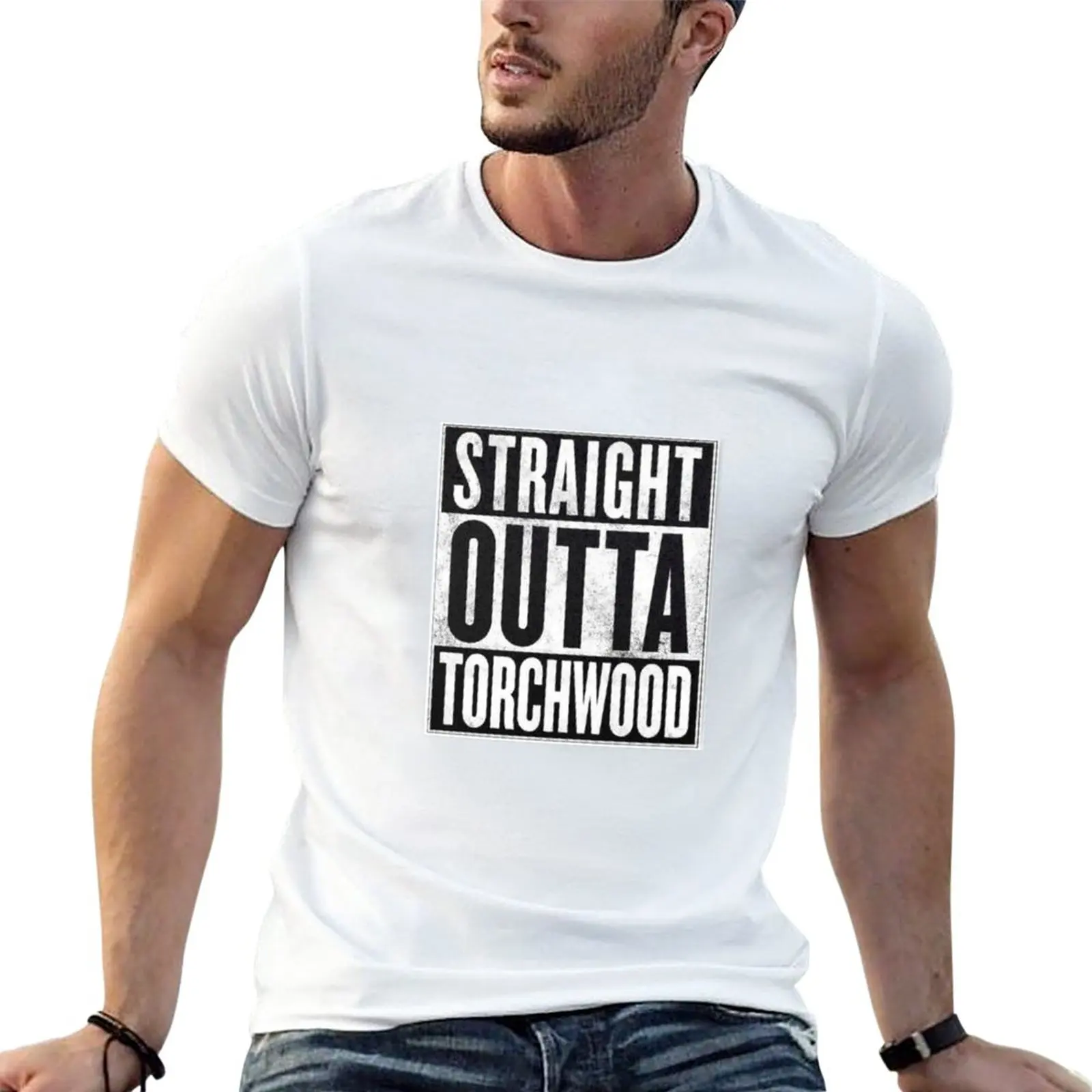 

Straight Outta Torchwood T-Shirt graphic t shirt Short sleeve tee Tee shirt tees heavyweight t shirts for men