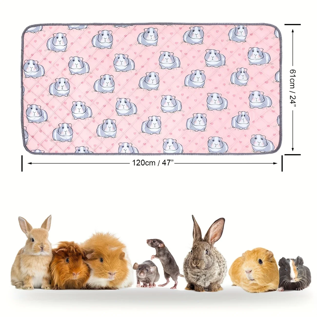 pink hamster print waterproof mat washable reusable non slip mat for guinea   rabbits hamsters mice 24   details 1