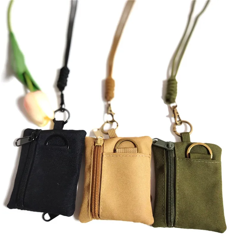 Outdoor EDC Molle Pouch Wallet Mini Portable Key Card Case EDC Pouch Bag  Purse with Carabiner Key Card Case 2