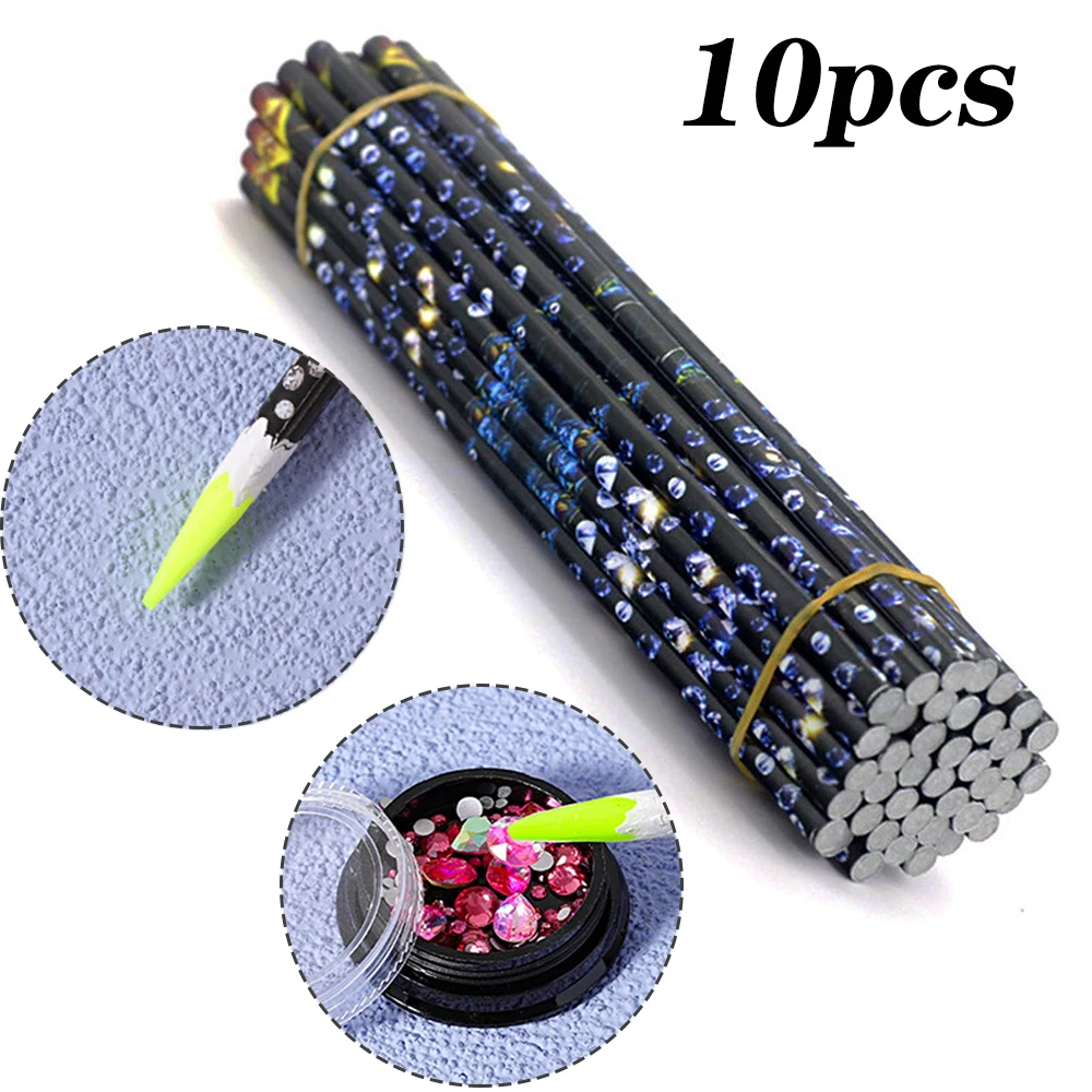 5pcs/set Nail Dotting Pen Picking Rhinestones Gems Drill Crystal Wax Pencil Diamond Picker Nail Art Tool 27.7cm= 9inches 3