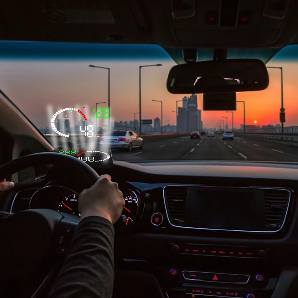 5.5 Uni Auto HUD Head Up Display LCD Geschwindigkeit Anzeige Alarm  Projektor