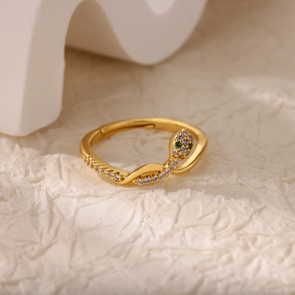 Stainless Steel Zircon Snake Ring For Women