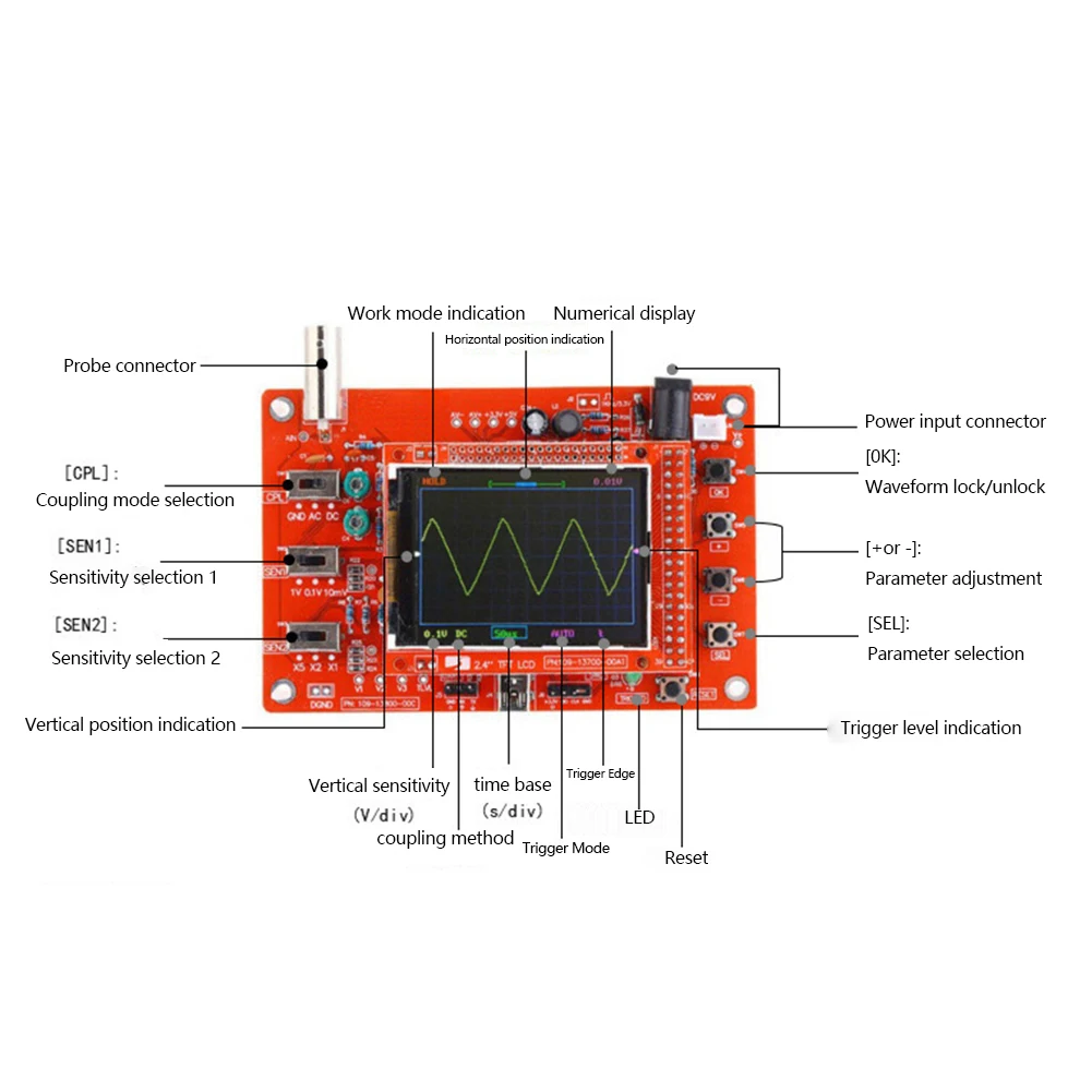 Digital Oscilloscope DSO138 Digital Oscilloscope 2.4inch TFT Digital Oscilloscope DIY Kit Electronic Learning Set