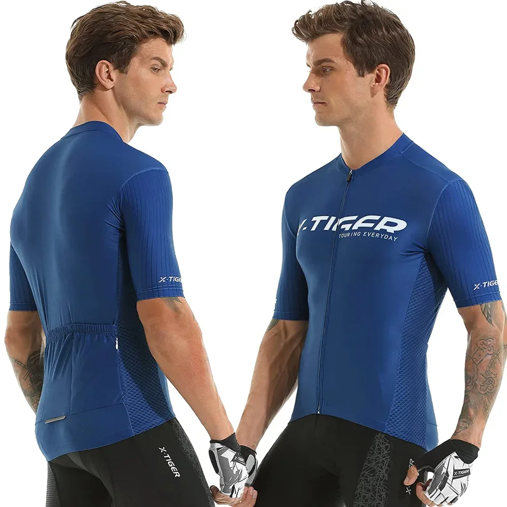 X-TIGER Men's Cycling Jerseys SPF 50+ Slim Fit Short Sleeve