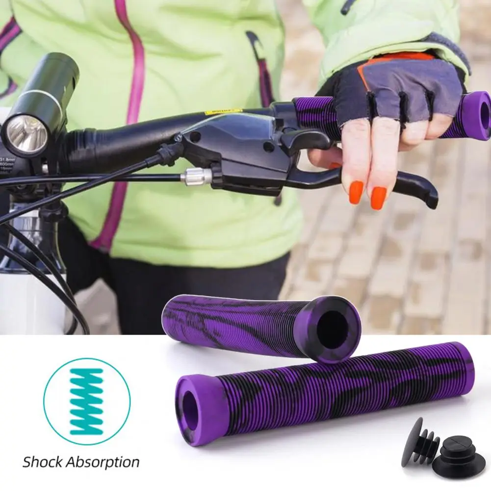 Soft Rubber Scooter Grips Non-slip Stripes Bicycle Handlebar Grips Handle Plug Anti-slip Rubber for Mtb Scooters