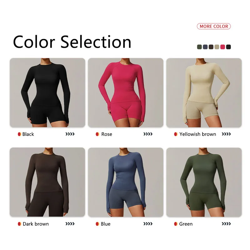 Hearuisavy Seamless Long Sleeve Yoga Clothes Women Casual T-shirt Quick-Dry Sportswear Breathable Gym Top Women Sports Shirts
