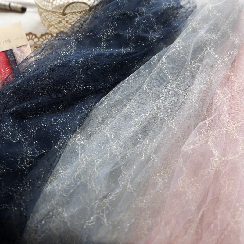 Soft Diamond Lattice Gold Thread Mesh Net Lace Fabric Diy Wedding Dress Costume Skirt Stitching by the yard |