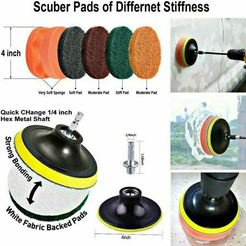 Drill Brush Power Cleaning Attachment Set 22Pieces Multi-Purpose Home Carpet Tile Bath Car Wheel Deep Cleaner Tools Kit cleaning brush wire brush set electric scrubber brush wire cleaning brush cleaning tool drill brush power scrubber drill brush electric drill brush