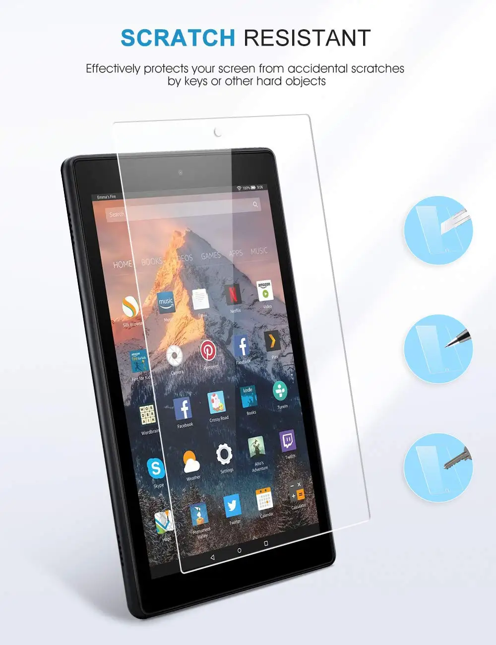 Tempered Glass Screen Protector for Amazon Fire HD 10 (9th / 7th, 2019/2017 Released) Fire HD 10 Kids Edition 2019/2017 Released 4