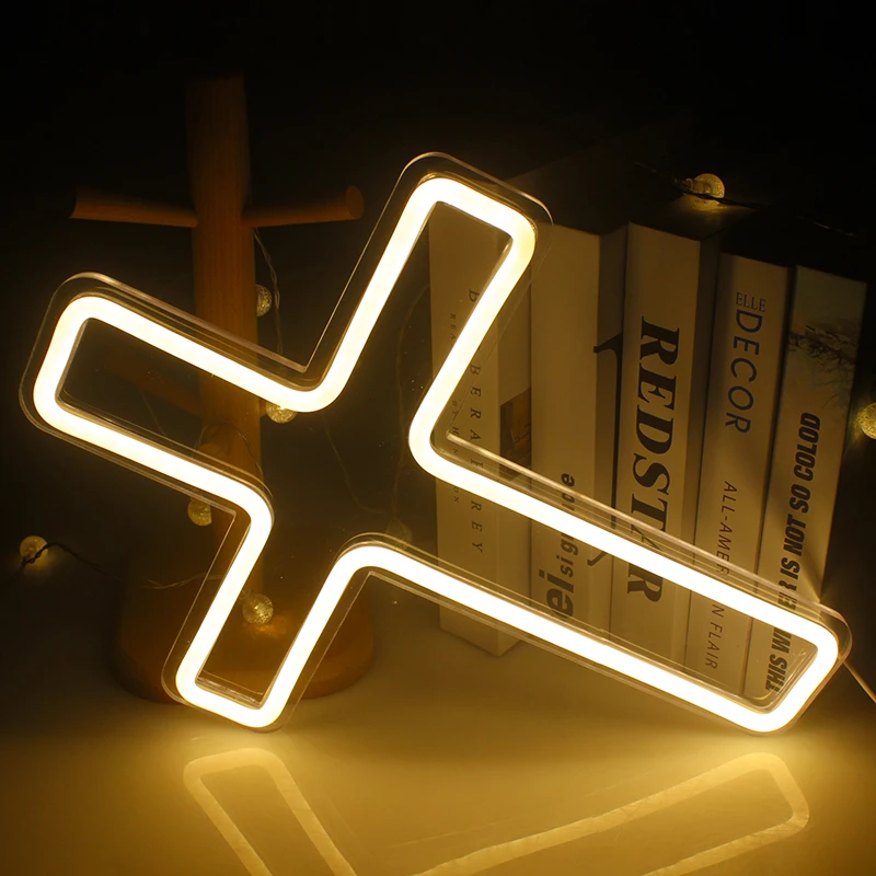 Cross Neon Sign Jesus Cross Neon Sign for Wall Decor Christening Day Baby Shower Decoration Bedroom Kids Room USB Powered Neon