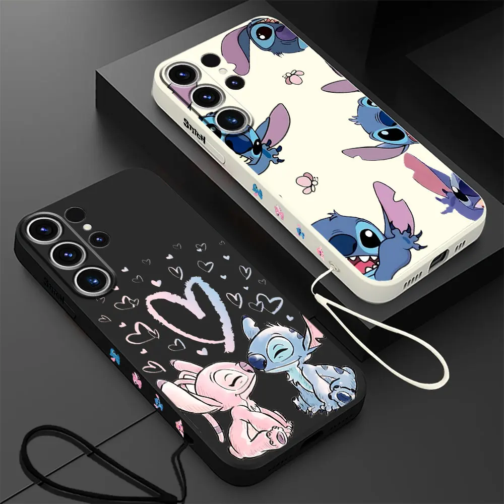 Custodia In Silicone Per Samsung Galaxy Note 10 Plus 9 S8 S10 Note 20 Ultra S9 S9 Disney Stitch Angle Square Liquid Fashion