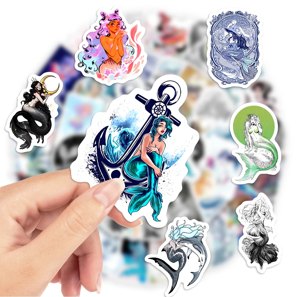 Cartoon Stickers Decorative Stickers Animal Stickers Cartoon Sticker Kawaii Cute Mermaid Stickers Cartoon Cool Girl Decals Childs Toys for Laptop Phone Suitcase Notebook Skateboard Waterproof PVC