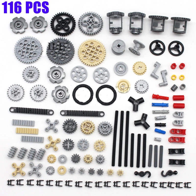 Piezas de para manualidades, juego de conectores de cadena de eje de ladrillo MOC, Serie Técnica para Lego, 116 Uds.|Accesorios de iluminación portátiles| AliExpress