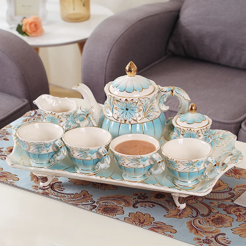 European Tea Set with Tray Household Ceramic English Afternoon Tea Tea
