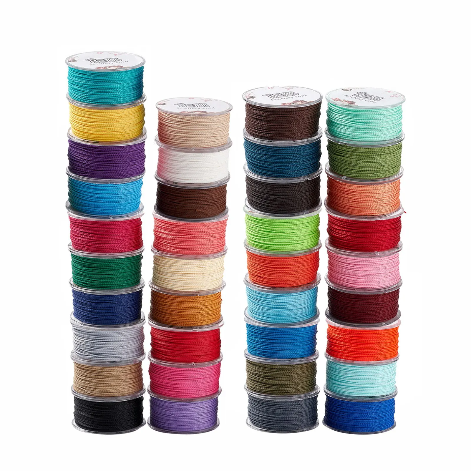 6 Rolls Round Waxed Polyester Cords Twisted Threads Multicolor Beading Strings For Bracelet