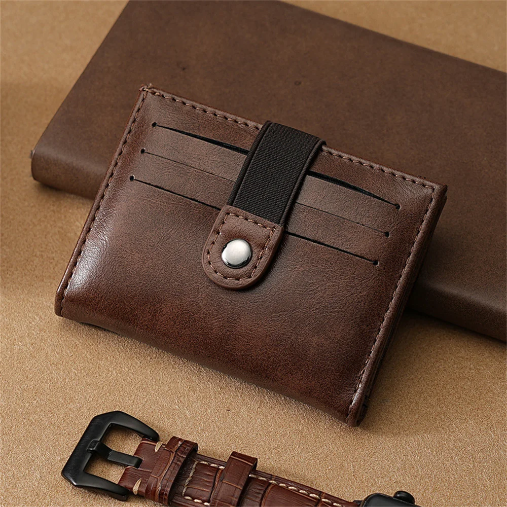 Men Genuine Leather Slim Wallet Small Male Credit ID Card Holder Vintage Multi-Card Driving License Case for Women Men