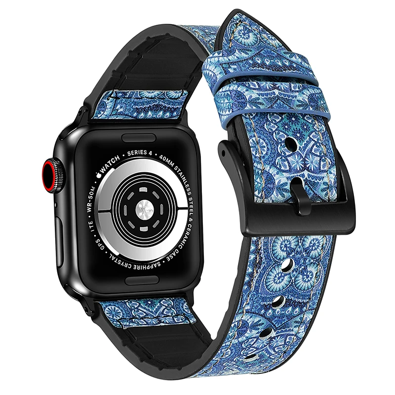 Leather Silicone Strap for Apple Watch 49mm 44mm 40mm 45mm 41mm 42mm 38mm Replacement Wristband for Iwatch Series Ultra 876543SE