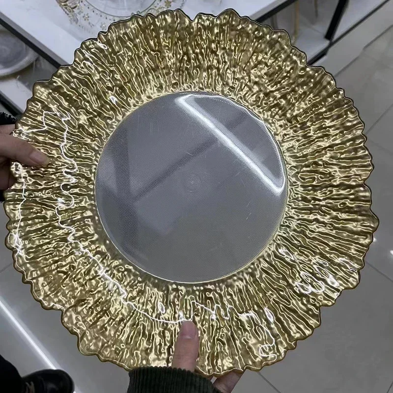 13inch Clear Service Trays Home Dinner Charger Hotel Wedding Banquet Decorative Plates Cushion Plate Table Decor 100PCS 3
