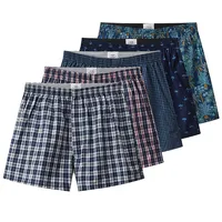 S-XL Hommes Coton Sous-Vêtements Boxer Shorts Casual Plaid artificiel astique Ceinture Bouton Hommes Boxer Sous-Vêtements Confortables Shorts pour La Maison 1