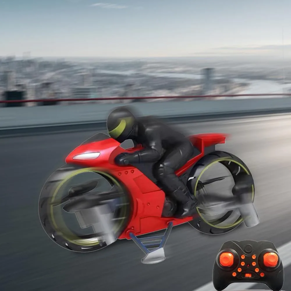 Juguetes de motocicleta para niños, Dron de motocicleta acrobática con Control remoto, modo Dual de tierra y aire, cuadricóptero de motocicleta RC recargable